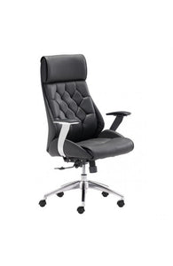 Black Leather & Chrome Modern Office Chair with Ultimate Comfort