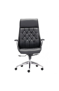 Black Leather & Chrome Modern Office Chair with Ultimate Comfort