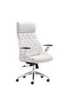 Load image into Gallery viewer, White Leather &amp; Chrome Modern Office Chair with Ultimate Comfort
