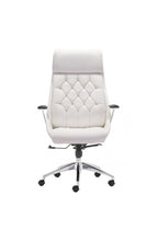 Load image into Gallery viewer, White Leather &amp; Chrome Modern Office Chair with Ultimate Comfort
