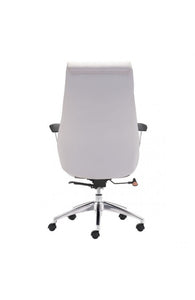 White Leather & Chrome Modern Office Chair with Ultimate Comfort