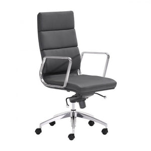 Classic High-Back Office Chair in Black Leatherette and Chrome