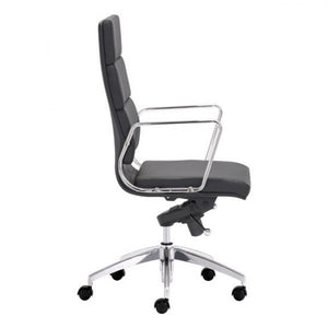 Classic High-Back Office Chair in Black Leatherette and Chrome