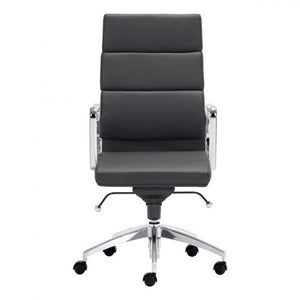 Classic High-Back Office Chair in Black Leatherette and Chrome