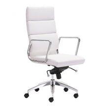 Load image into Gallery viewer, Classic High-Back Office Chair in White Leatherette and Chrome

