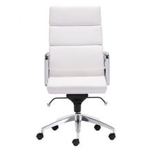 Load image into Gallery viewer, Classic High-Back Office Chair in White Leatherette and Chrome
