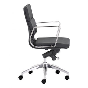 Classic Low-Back Office Chair in Black Leatherette and Chrome