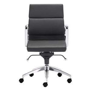 Classic Low-Back Office Chair in Black Leatherette and Chrome