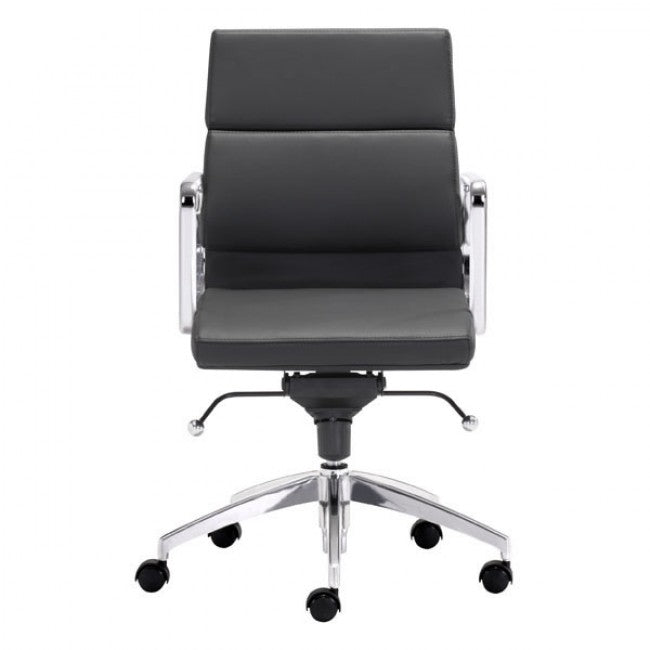 Classic Low-Back Office Chair in Black Leatherette and Chrome