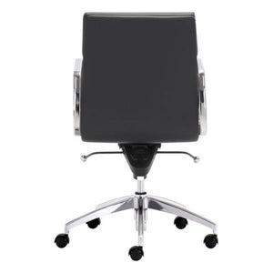 Classic Low-Back Office Chair in Black Leatherette and Chrome