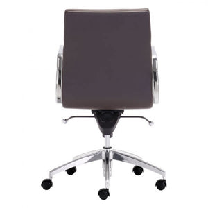 Classic Low-Back Office Chair in Espresso Leatherette and Chrome