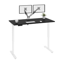 Load image into Gallery viewer, Black 59&quot; Adjustable Desk with Twin Monitor Arms
