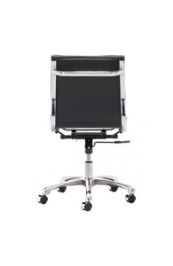 Black Leather & Chrome Modern Office Chair with Casters