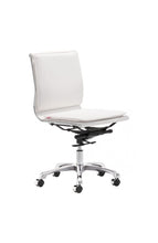 Load image into Gallery viewer, White Leather &amp; Chrome Office or Conference Chair with Casters
