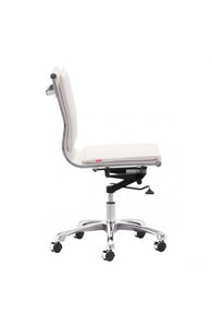 White Leather & Chrome Office or Conference Chair with Casters