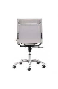 White Leather & Chrome Office or Conference Chair with Casters