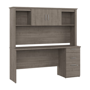 66" Desk with Built-in Storage in Silver Maple