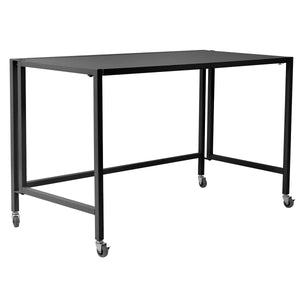 Black 47" Compact Folding Desk with Locking Wheels