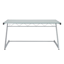 Load image into Gallery viewer, Frosted Glass and Aluminum Desk with Z-Shaped Legs
