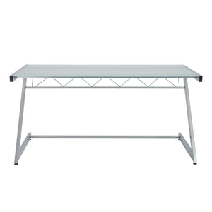 Frosted Glass and Aluminum Desk with Z-Shaped Legs
