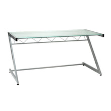 Load image into Gallery viewer, Frosted Glass and Aluminum Desk with Z-Shaped Legs
