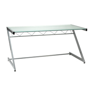 Frosted Glass and Aluminum Desk with Z-Shaped Legs