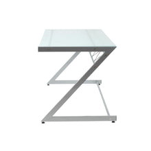 Load image into Gallery viewer, Frosted Glass and Aluminum Desk with Z-Shaped Legs

