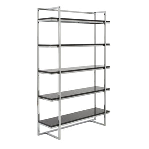 Chrome Framed 5-shelf Modern Bookcase