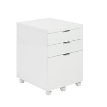 Load image into Gallery viewer, 3-Drawer White Lacquer Rolling File Cabinet

