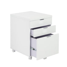 Load image into Gallery viewer, 3-Drawer White Lacquer Rolling File Cabinet
