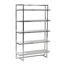 Load image into Gallery viewer, Sturdy 5-Shelf Office Bookcase w/ Exposed Steel &amp; White Shelves
