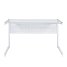 Load image into Gallery viewer, Glass Top 50&quot; Modern White C-Shaped Modular Desk
