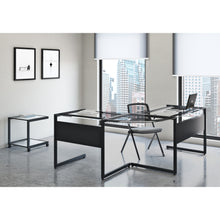 Load image into Gallery viewer, C-Shaped 34&quot; Modern Black Desk with Glass Top
