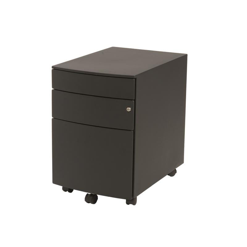 Modern Locking Black File Cabinet on Premium Casters