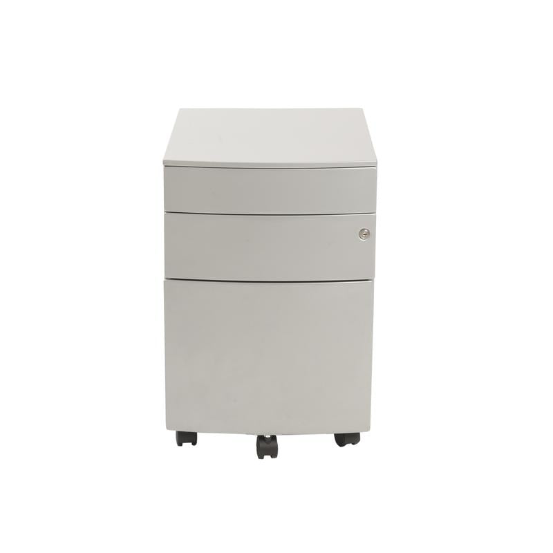 Modern Silver Locking File Cabinet on Premium Casters