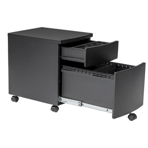 Black Steel Office Filing Cabinet on Wheels