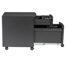 Load image into Gallery viewer, Black Steel Office Filing Cabinet on Wheels

