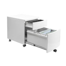 Load image into Gallery viewer, White Steel Office Filing Cabinet on Wheels
