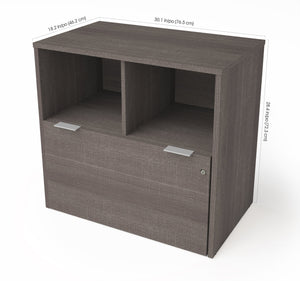 30" Locking File Cabinet with Storage in Bark Gray