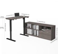 Load image into Gallery viewer, Adjustable Bark Grey Office Desk with Credenza
