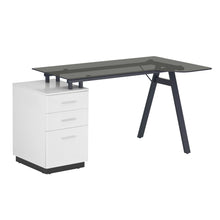 Load image into Gallery viewer, 60&quot; Desk with Built-in File in White/Glass
