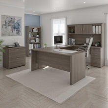 Load image into Gallery viewer, 66&quot; Bark Gray Desk Set with U-Shaped Desk, File, and Bookcase
