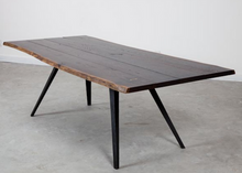 Load image into Gallery viewer, Modern 83&quot; Solid Seared Oak &amp; Cast Iron Desk or Conference Table
