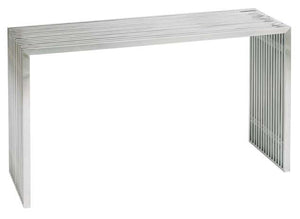 Modern 48" Brushed Stainless Steel Executive Desk with Glass Top