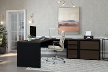 Load image into Gallery viewer, L-Shaped Desk with Included Lateral File in Antigua &amp; Black
