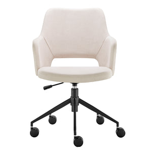 Rolling Modern Cozy Office Chair in Beige and Black
