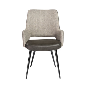 Padded Guest Armchair in Dark Gray Leatherette and Gray Fabric