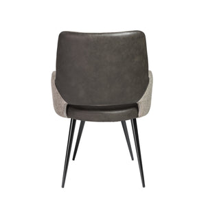 Padded Guest Armchair in Dark Gray Leatherette and Gray Fabric
