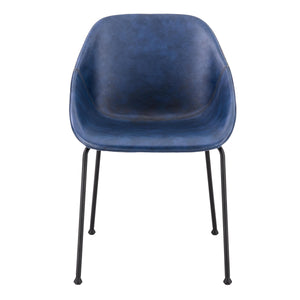 Retro Guest Chair in Blue Leatherette (Set of 2)
