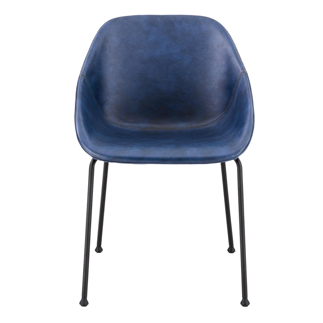 Retro Guest Chair in Blue Leatherette (Set of 2)